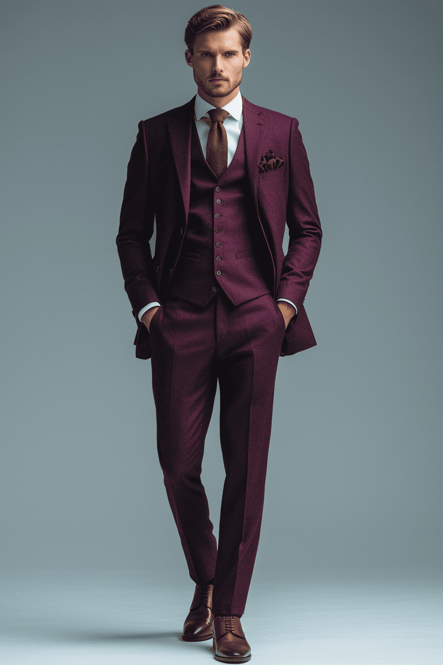 Deep Plum Wool Graduation Suit — Custom Made to Measure