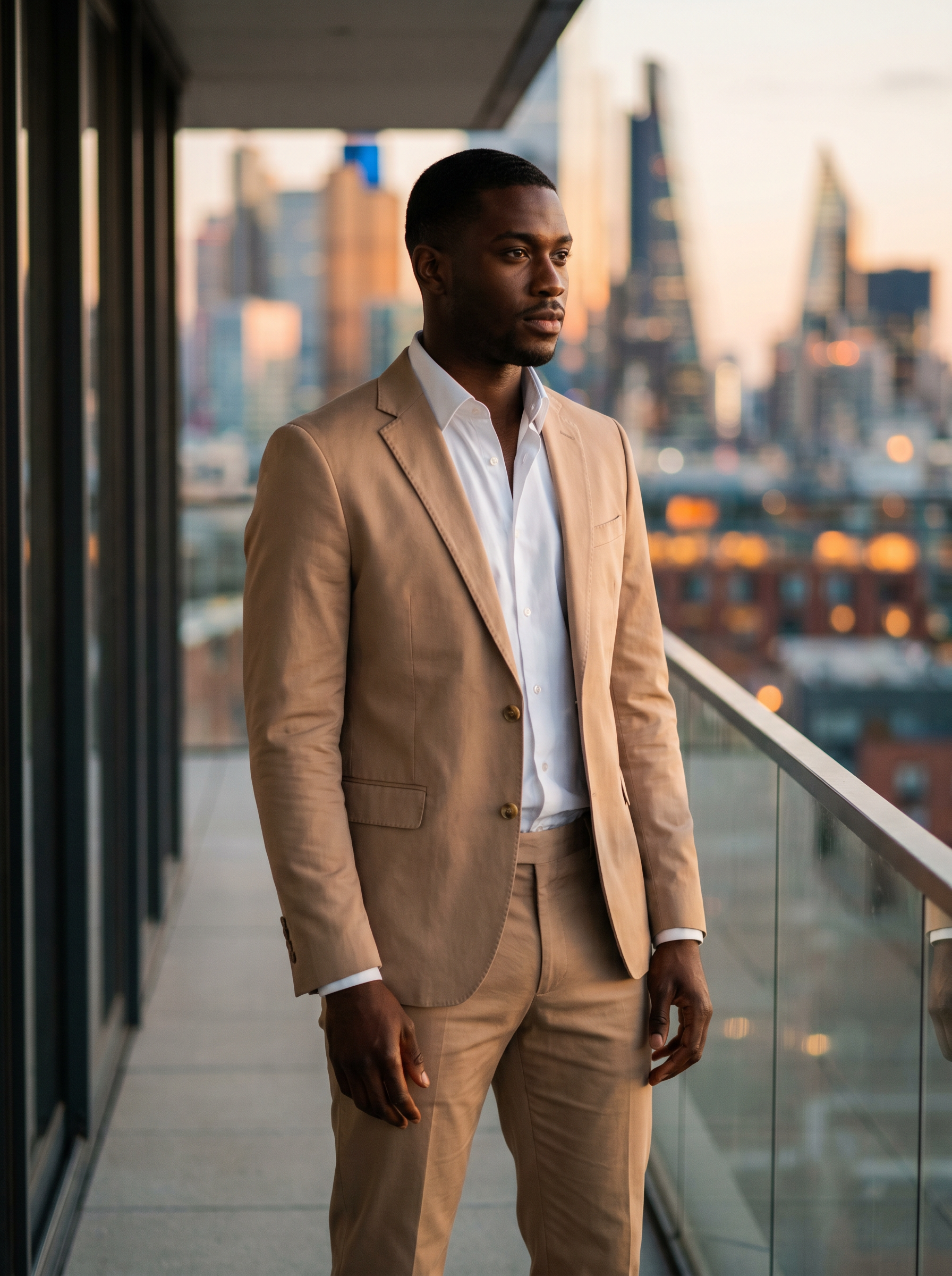 Desert Sand Cotton Suit — Custom Made to Measure - front view