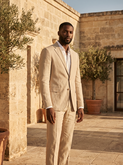 Desert Sand Linen Suit — Custom Made to Measure - front view