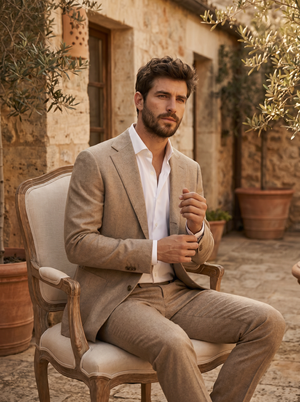 Desert Sand Wool Groomsmen Suit — Custom Made to Measure — 3