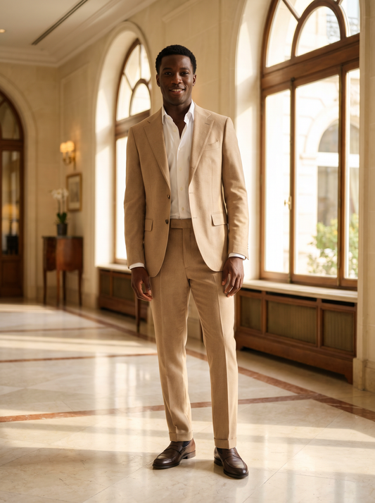 Desert Sand Wool Suit — Custom Made to Measure - front view