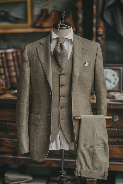 Light Brown Linen Suit — custom made to measure men's suit by SuitedNoir