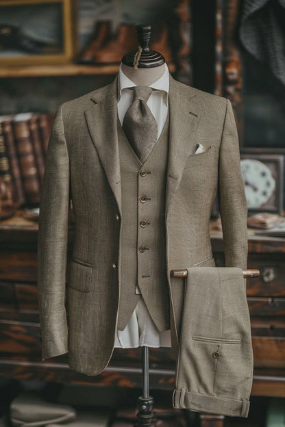 Light Brown Linen Suit — custom made to measure men's suit by SuitedNoir