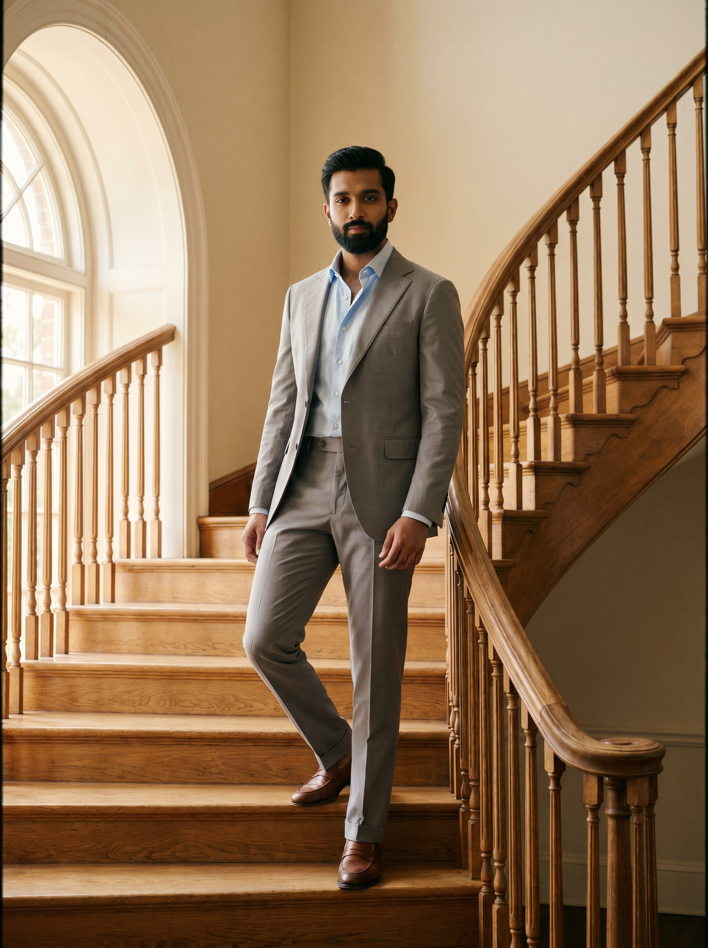 Dove Gray Cotton Suit — Custom Made to Measure - front view