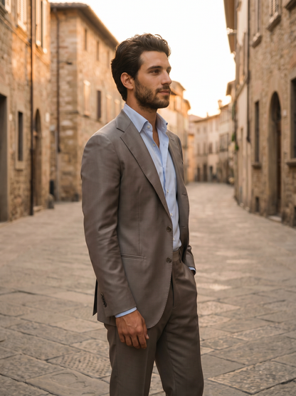 Dove Gray Silk Blend Suit — Custom Made to Measure - side view