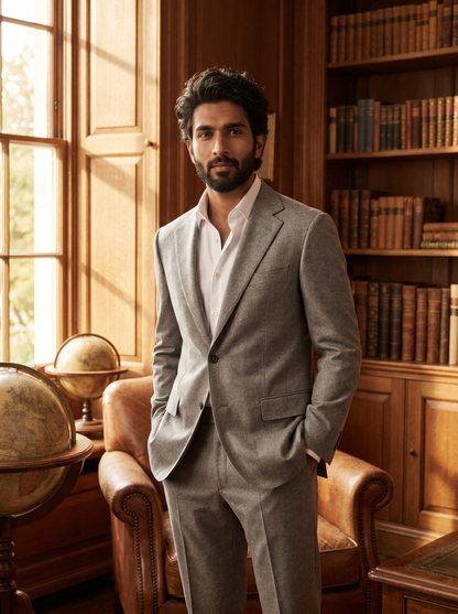 Dove Gray Wool Suit — Custom Made to Measure - front view