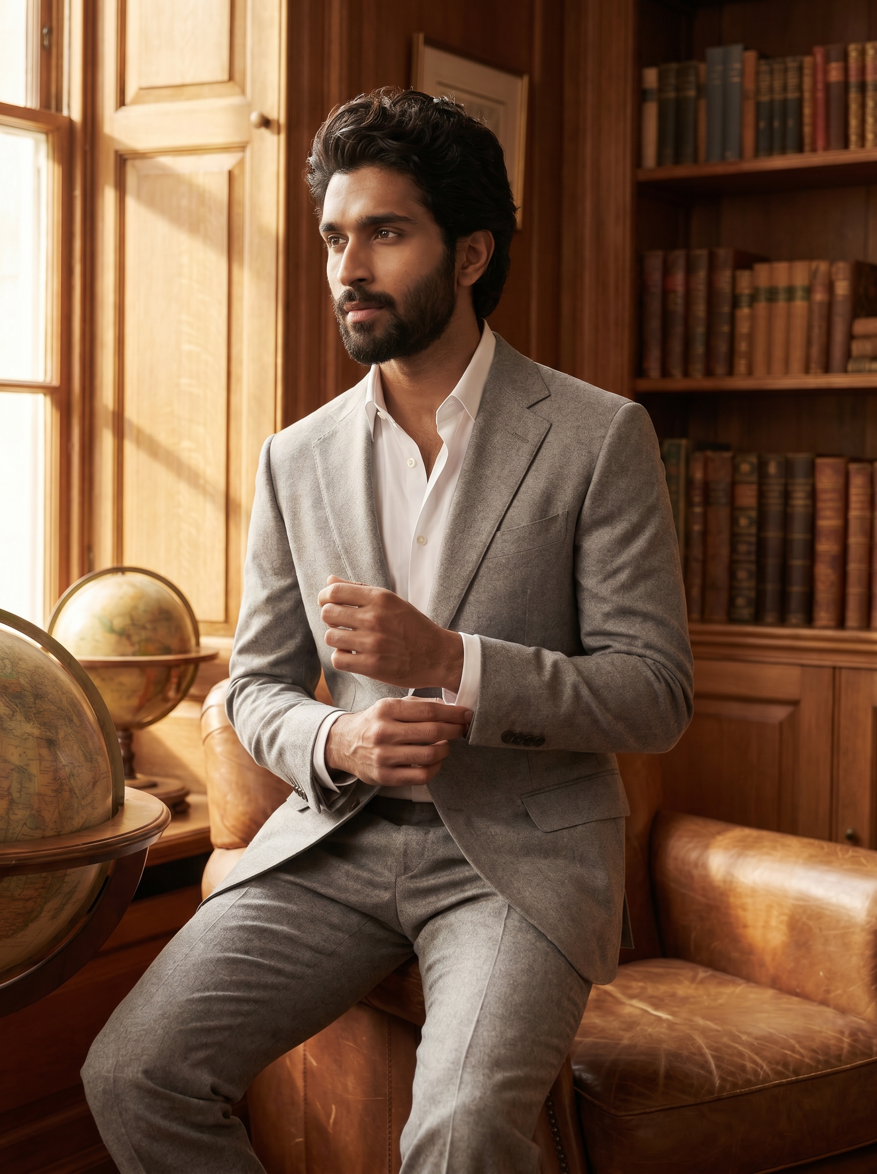 Dove Gray Wool Suit — Custom Made to Measure - seated view