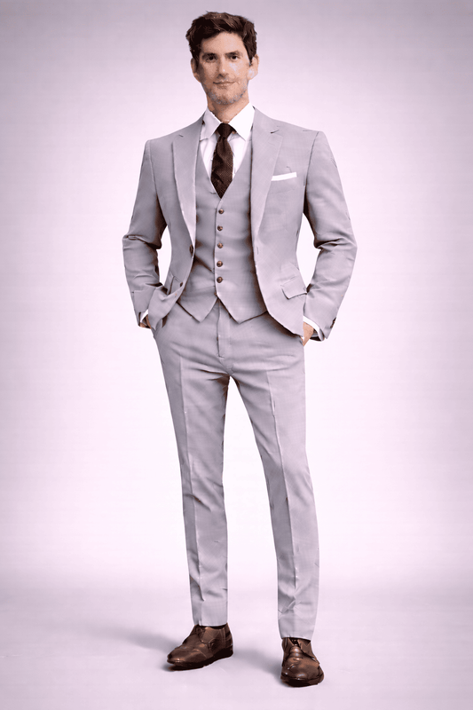 Dove Gray Cotton Slim Fit Suit — Custom Made to Measure