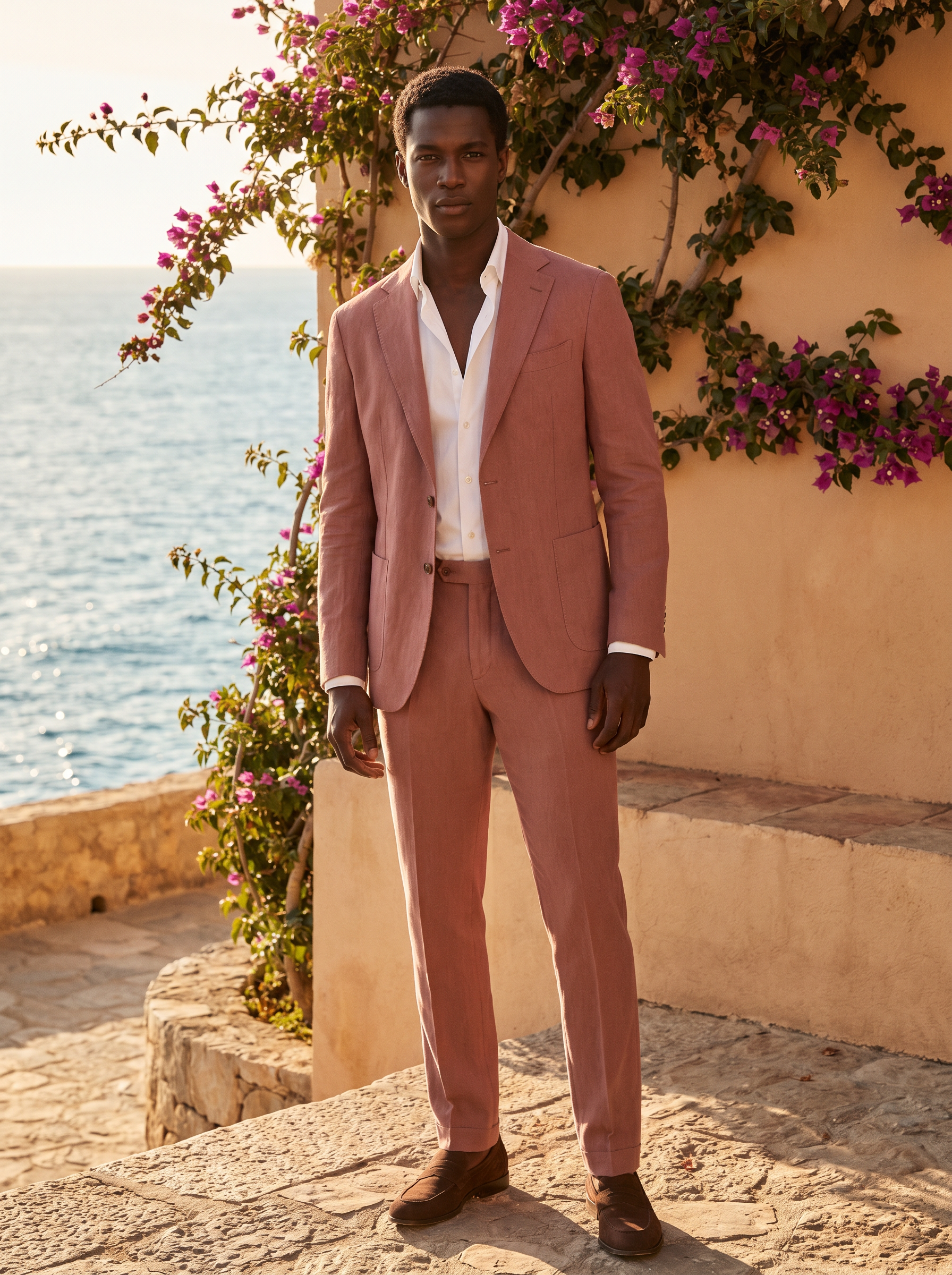 Dusty Rose Cotton Graduation Suit — Custom Made to Measure - front view