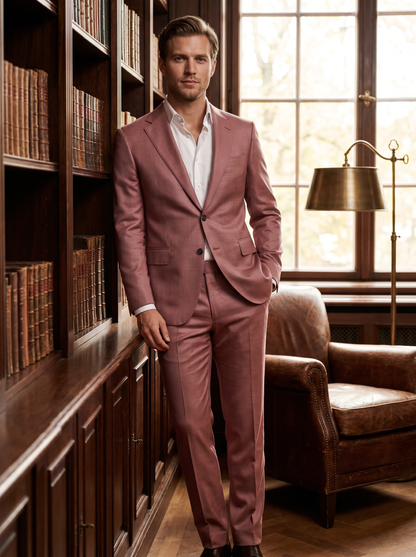 Dusty Rose Silk Blend Suit — Custom Made to Measure - front view