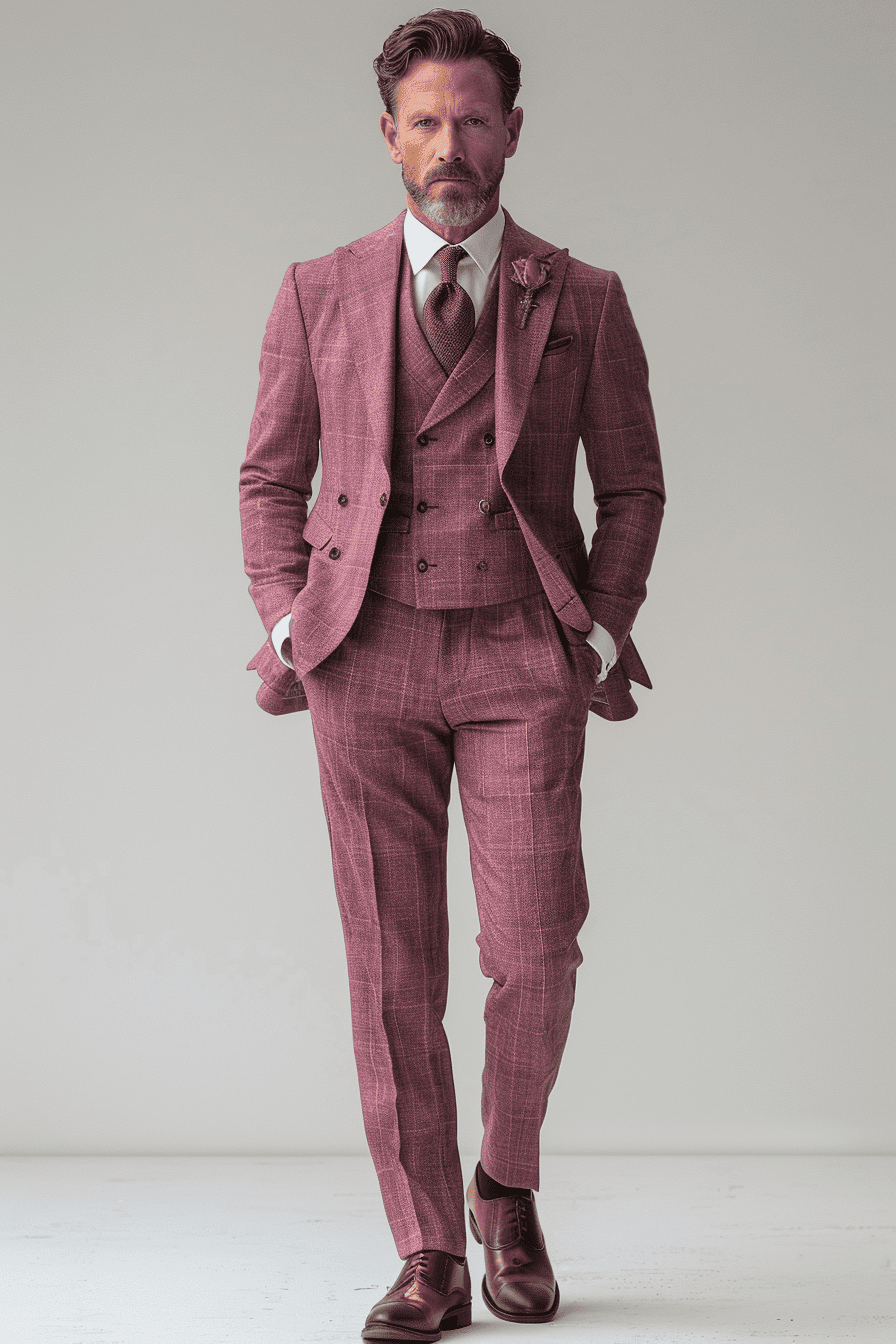Dusty Rose Cotton Father of the Bride Suit — Custom Made