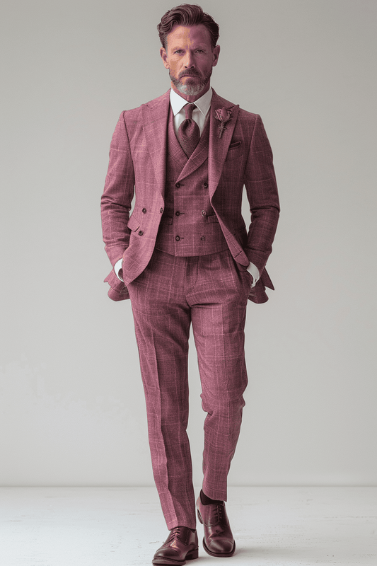 Dusty Rose Cotton Father of the Bride Suit — Custom Made