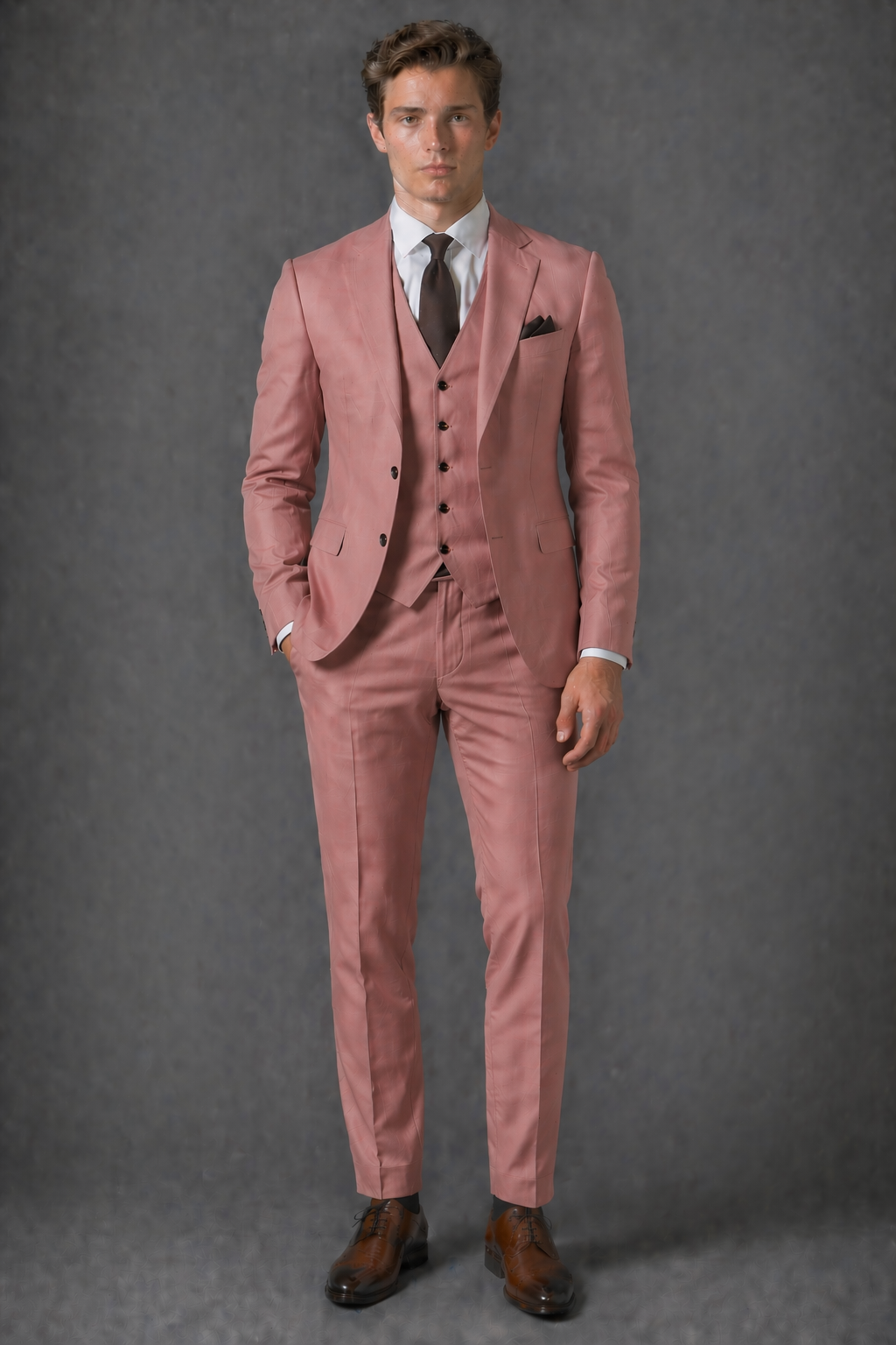 Dusty Rose Cotton Slim Fit Suit — Custom Made to Measure