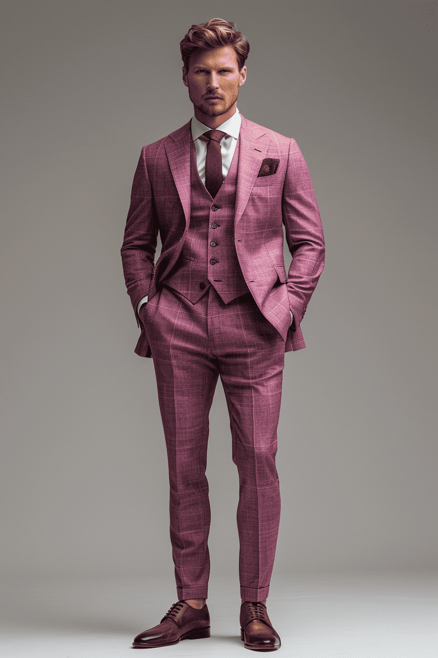 Dusty Rose Linen Graduation Suit — Custom Made to Measure