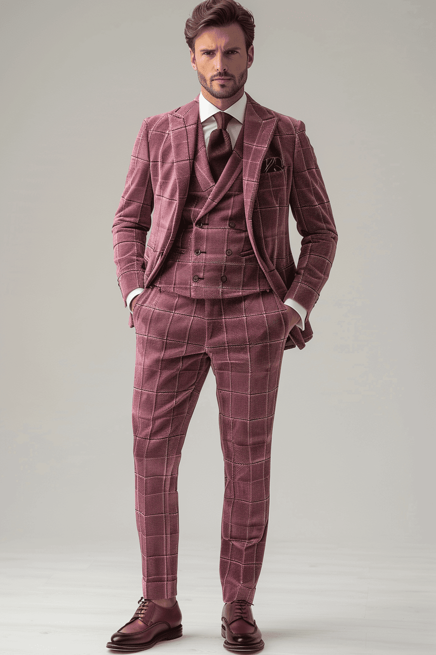 Dusty Rose Velvet Cocktail Party Suit — Custom Made to Measure