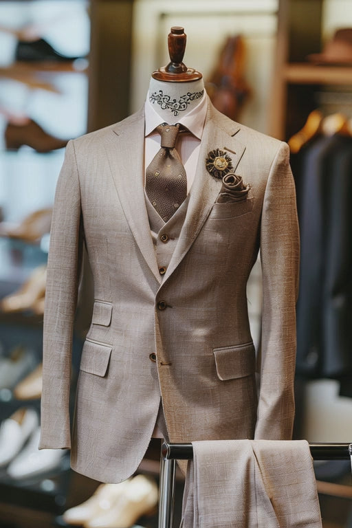 Light Brown Linen Suit — custom made to measure men's suit by SuitedNoir