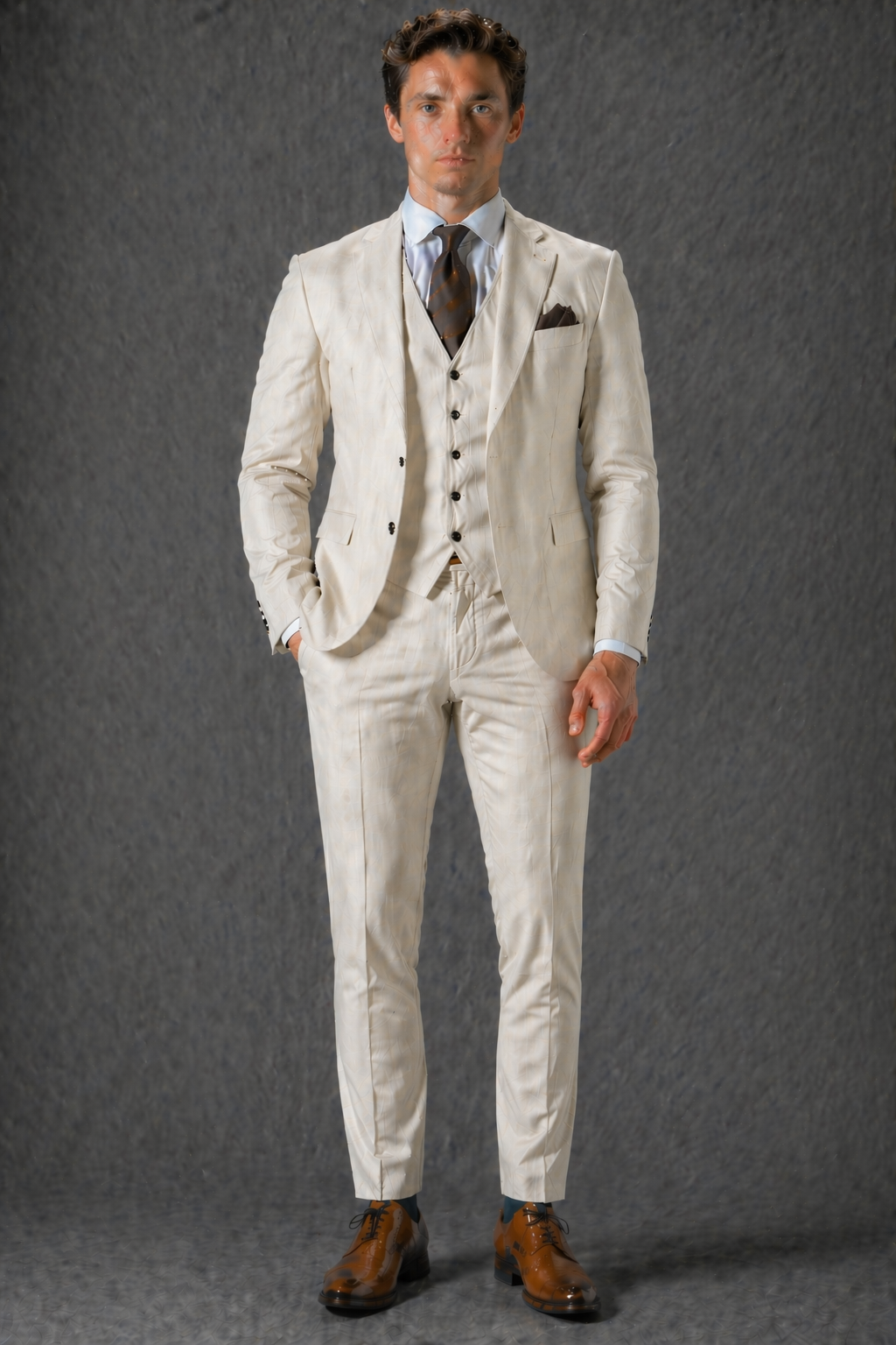 Ecru Linen Father of the Bride Suit — Custom Made