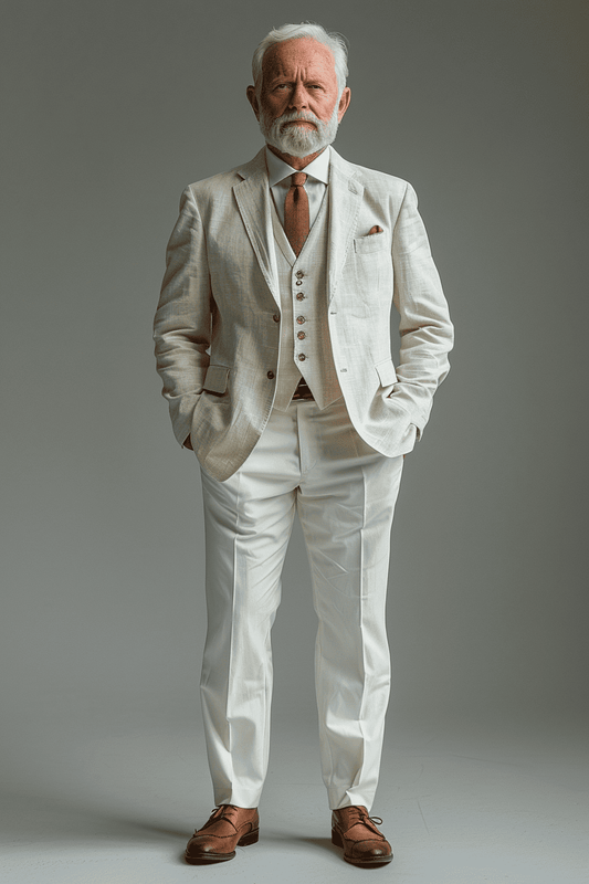 Ecru Silk Blend Father of the Bride Suit — Custom Made
