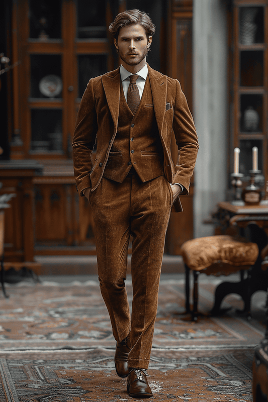 Ecru Velvet Cocktail Party Suit — Custom Made to Measure