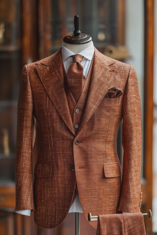 Terracotta Linen Suit — custom made to measure men's suit by SuitedNoir