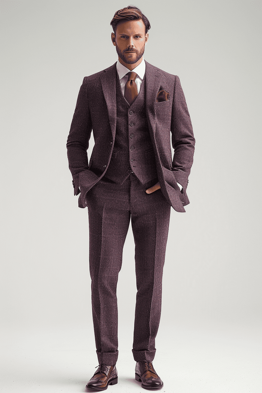 Deep Plum Wool Cocktail Party Suit — Custom Made to Measure