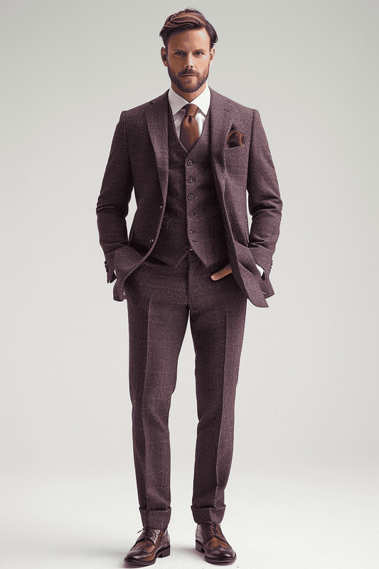 Deep Plum Wool Cocktail Party Suit — Custom Made to Measure