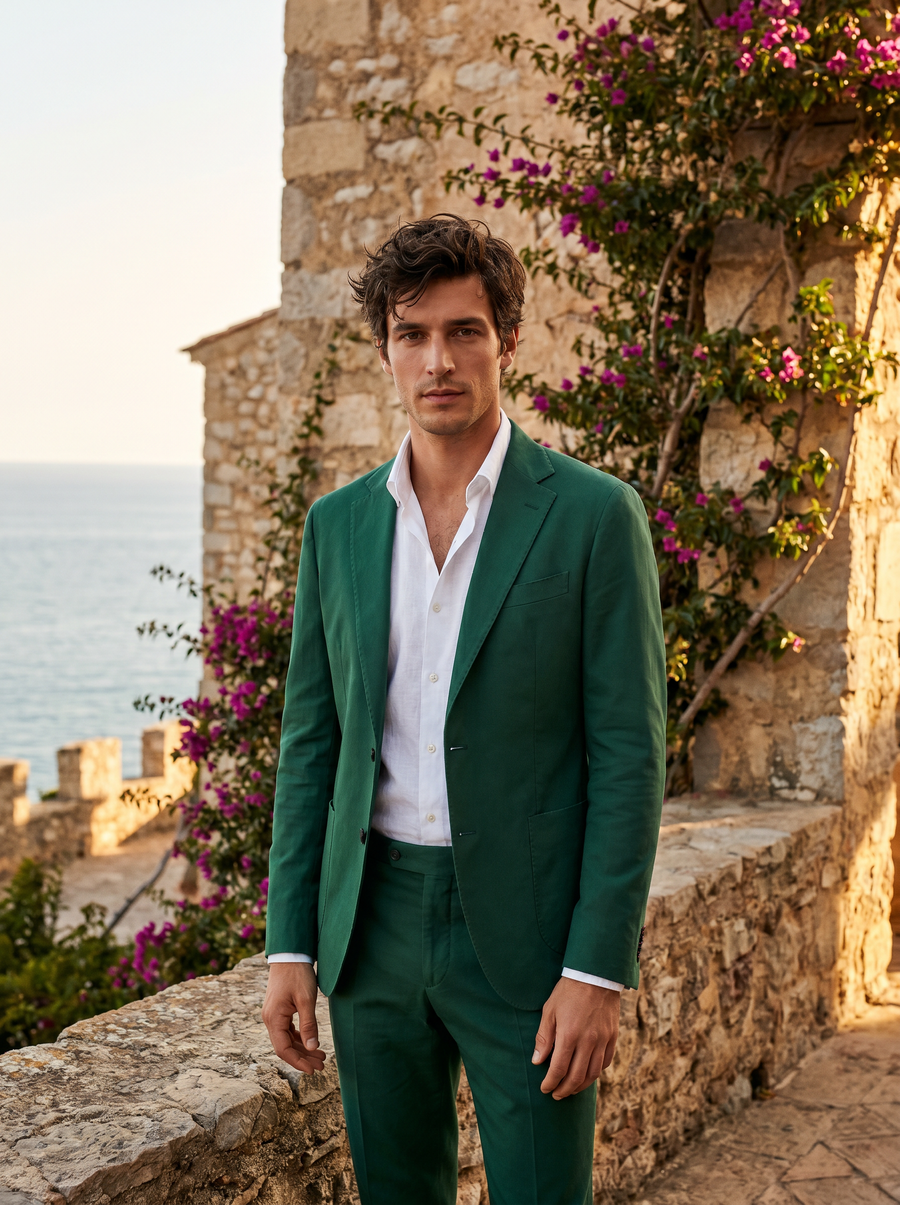 Emerald Green Cotton Suit — Custom Made to Measure