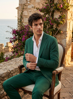 Emerald Green Cotton Suit — Custom Made to Measure — 3