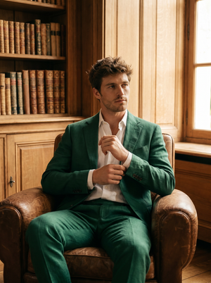 Emerald Green Linen Suit — Custom Made to Measure — 3