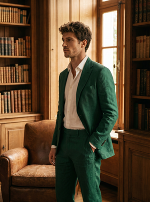 Emerald Green Linen Suit — Custom Made to Measure — 2
