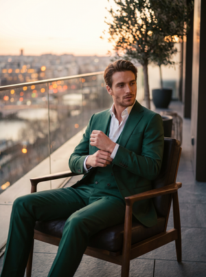 Emerald Green Silk Blend 3-Piece Suit — Custom Made to Measure — 3