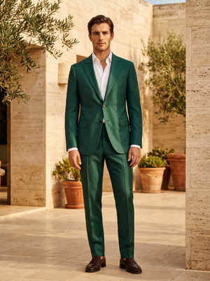 Emerald Green Silk Blend Suit — Custom Made to Measure — 1