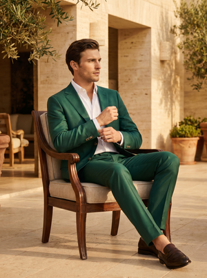 Emerald Green Silk Blend Suit — Custom Made to Measure — 3