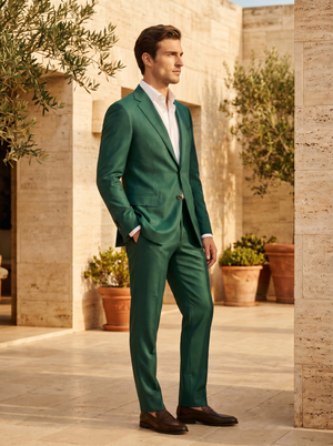 Emerald Green Silk Blend Suit — Custom Made to Measure — 2