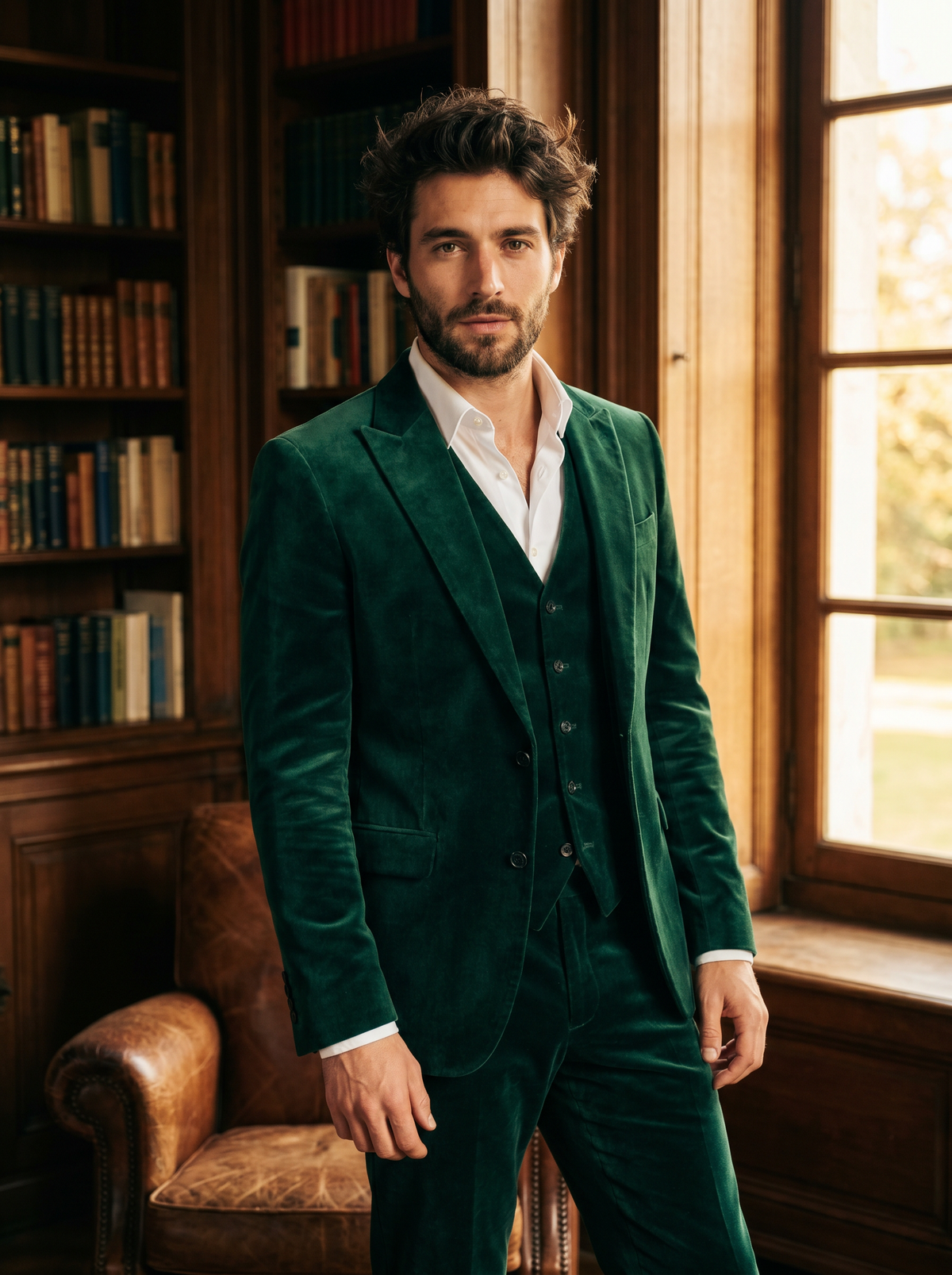 Emerald Green Velvet 3-Piece Suit — Custom Made to Measure