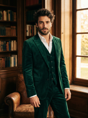 Emerald Green Velvet 3-Piece Suit — Custom Made to Measure — 1