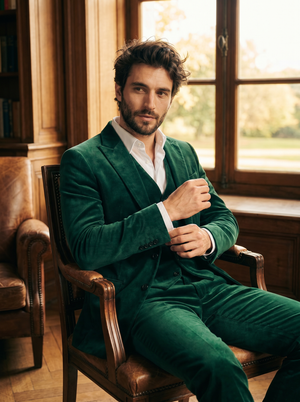 Emerald Green Velvet 3-Piece Suit — Custom Made to Measure — 3