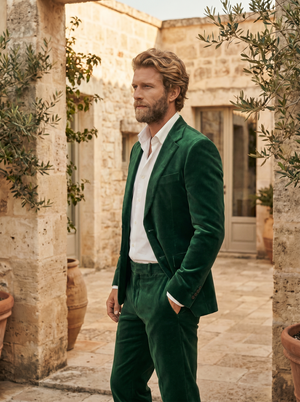Emerald Green Velvet Groomsmen Suit — Custom Made to Measure — 2
