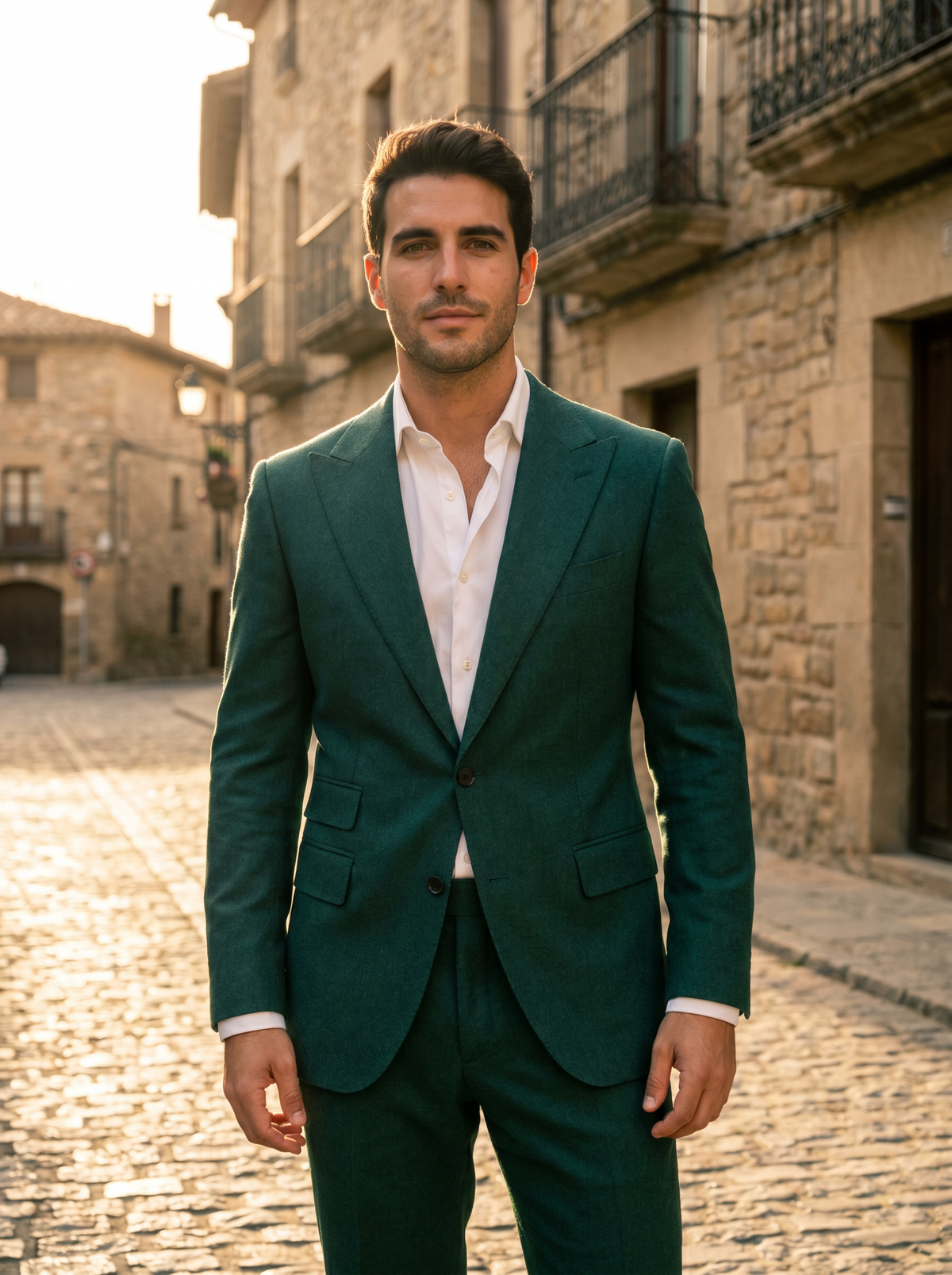 Emerald Green Wool Groomsmen Suit — Custom Made to Measure