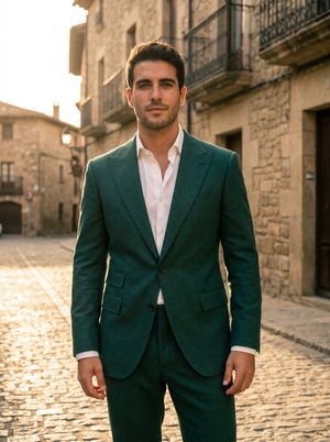 Emerald Green Wool Groomsmen Suit — Custom Made to Measure — 1