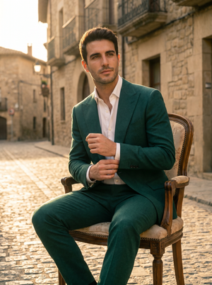 Emerald Green Wool Groomsmen Suit — Custom Made to Measure — 3