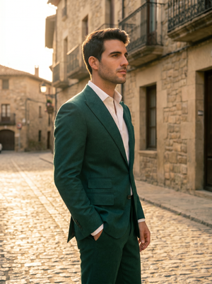 Emerald Green Wool Groomsmen Suit — Custom Made to Measure — 2