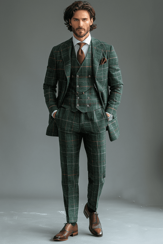 Emerald Green Flannel Suit — Custom Made to Measure