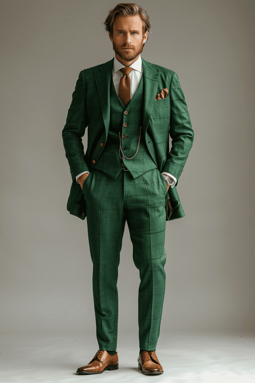 Emerald Green Cotton Father of the Bride Suit — Custom Made to Measure