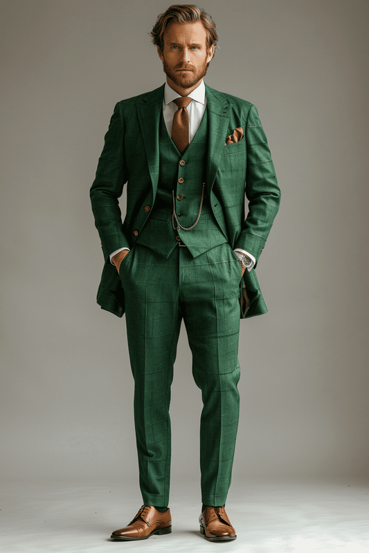 Emerald Green Cotton Father of the Bride Suit — Custom Made
