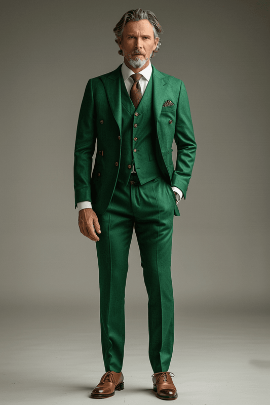 Emerald Green Silk Blend Father of the Bride Suit — Custom Made