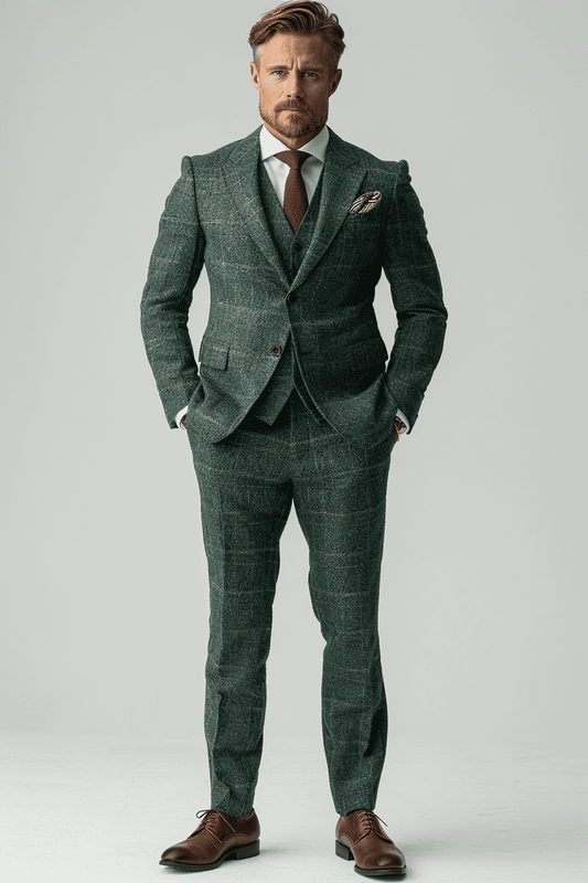 Emerald Green Tweed Suit — Custom Made to Measure