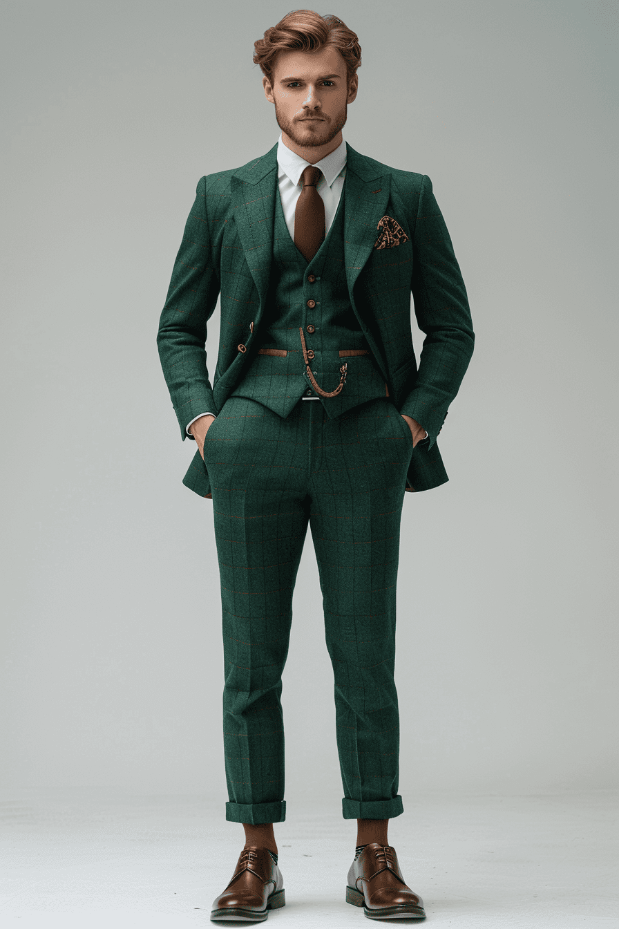 Emerald Green Wool Graduation Suit — Custom Made to Measure