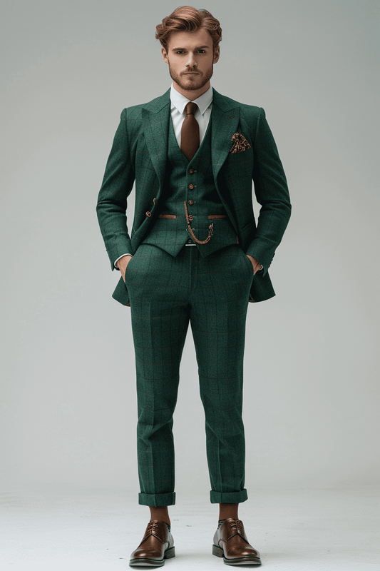 Emerald Green Wool Graduation Suit — Custom Made to Measure