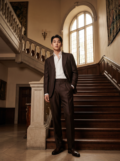 Espresso Silk Blend Suit — Custom Made to Measure - front view